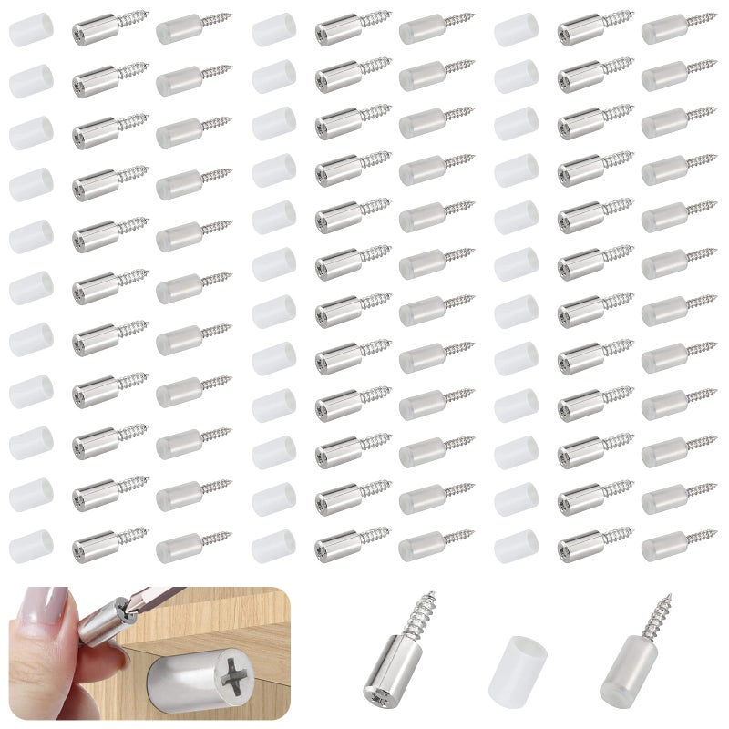 Iffitya 70 Pcs Self Tapping Screws Cabinet Laminate Support, Shelf Pins with Non-Slip Sleeve, Cabinet Shelf Pegs for Kitchen Utensils, Bookcases and Wardrobes, Fixed Support Self - Tapping Cross Screw - Image 1